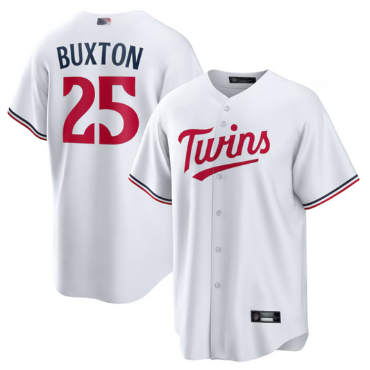 M.Twins #25 Byron Buxton Player White Home Replica Baseball Jerseys