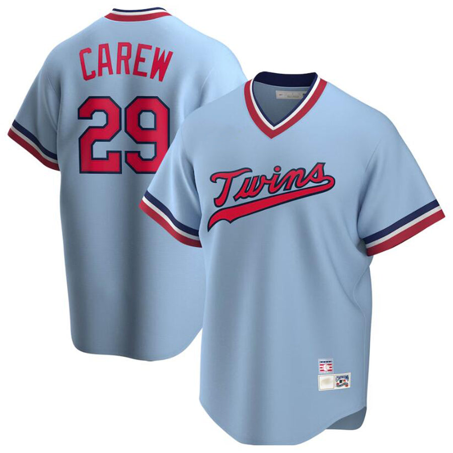 M.Twins #29 Rod Carew Player Light Blue Cooperstown Replica Baseball Jerseys