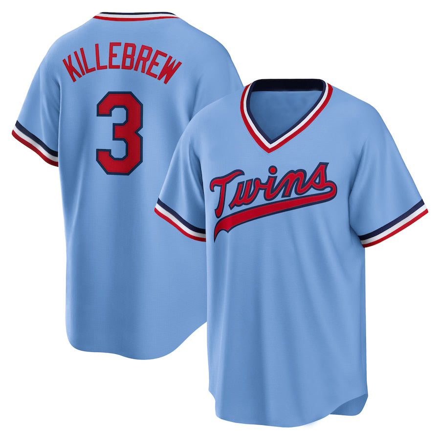 M.Twins #3 Harmon killebrew Player Light Blue Cooperstown Collection Baseball jerseys