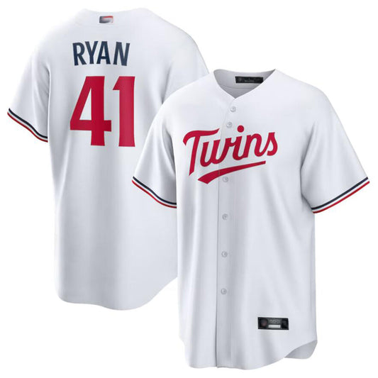 M.Twins #41 Joe Ryan Player White Home Replica Baseball Jerseys