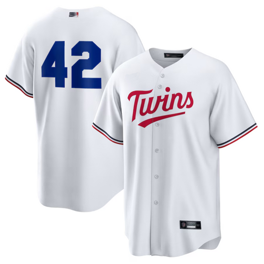 M.Twins #42 Player White Home 2025 Jackie Robinson Day Replica Baseball Jerseys