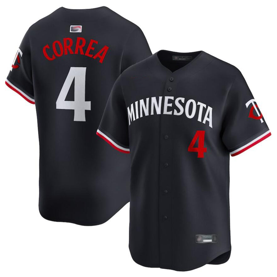 M.Twins #4 Carlos Correa Player Navy Home Limited Baseball Jerseys