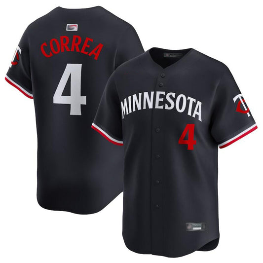 M.Twins #4 Carlos Correa Player Navy Home Limited Baseball Jerseys
