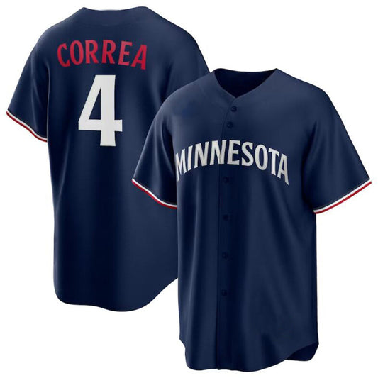 M.Twins #4 Carlos Correa Player Navy Replica Baseball Jerseys