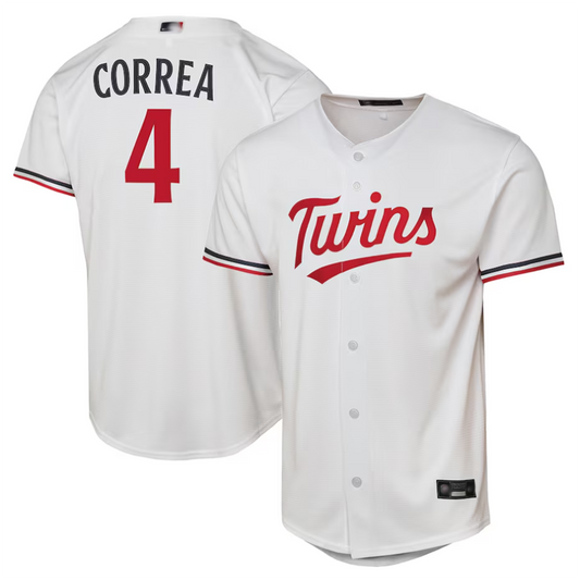 M.Twins #4 Carlos Correa Player White Home Replica Baseball Jerseys
