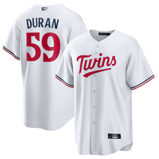 M.Twins #59 Jhoan Duran Player White Home Replica Baseball Jerseys