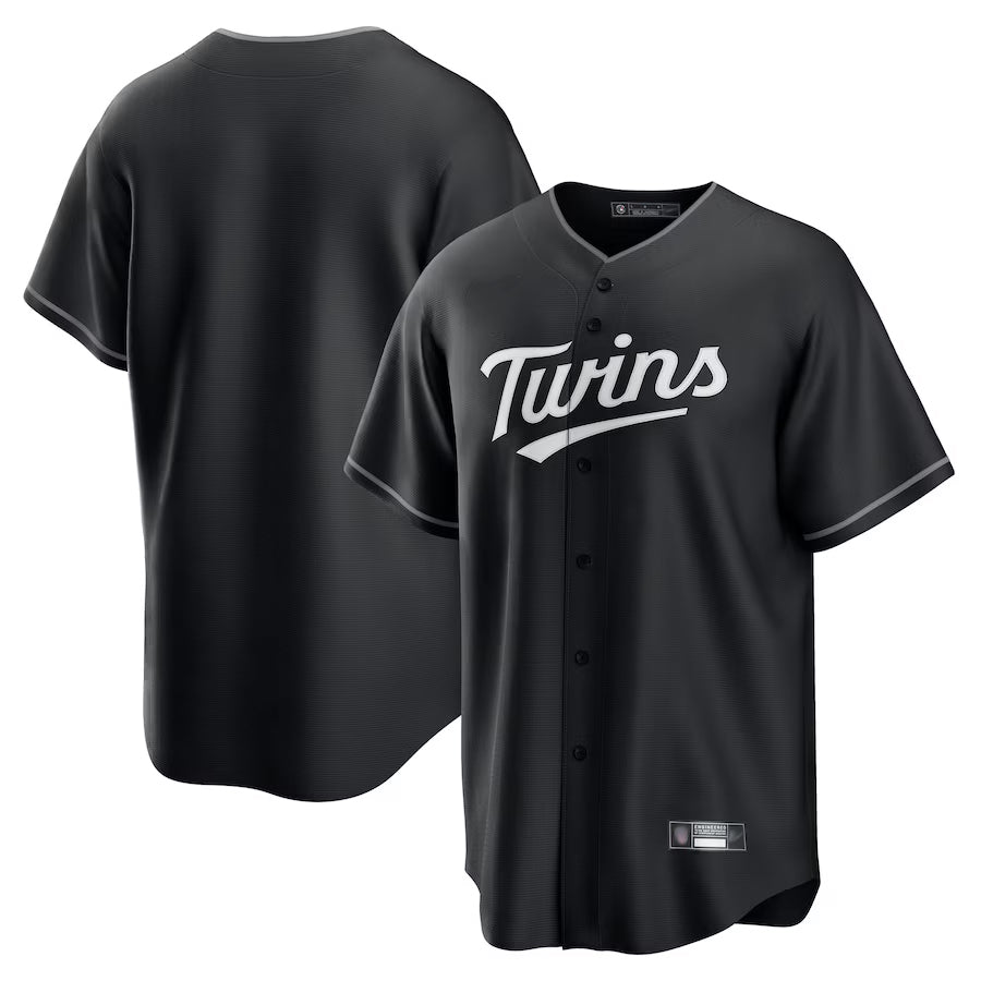 M.Twins Blank Player Black Lights Out Replica Baseball Jerseys