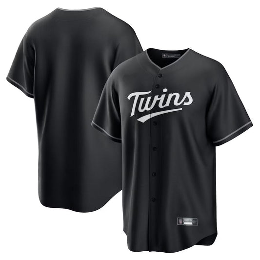 M.Twins Blank Player Black Lights Out Replica Baseball Jerseys