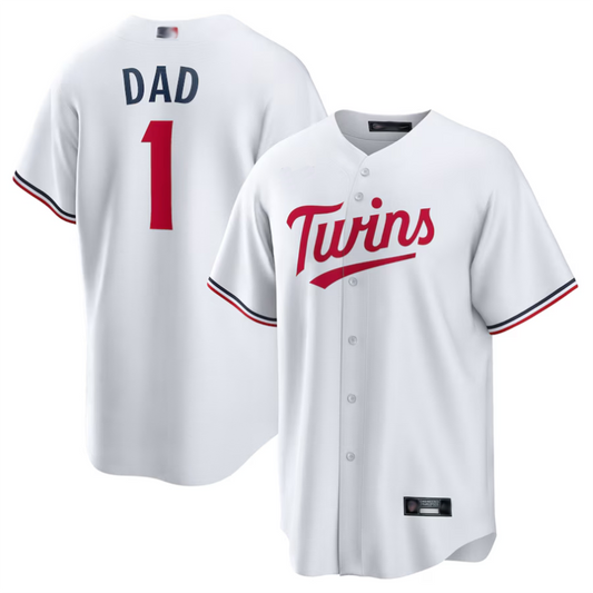 M.Twins White #1 Dad Player Home Replica Baseball Jerseys