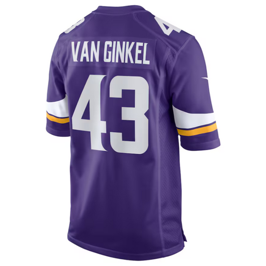#43 Andrew Van Ginkel Player MN.Vikings Purple Game Football Jerseys