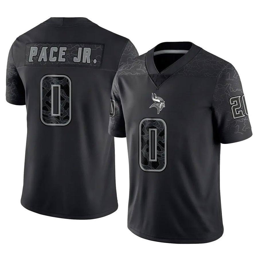 MN.Vikings #0 Ivan Pace Jr Player Black REFLECTIVE Limited Football Jerseys