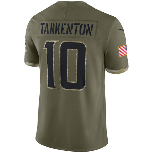 MN.Vikings #10 Fran Tarkenton Player Salute To Service Limited Olive Football Jerseys