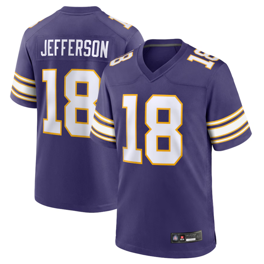MN.Vikings #18 Justin Jefferson Player Purple Classic Limited Game Football Jerseys