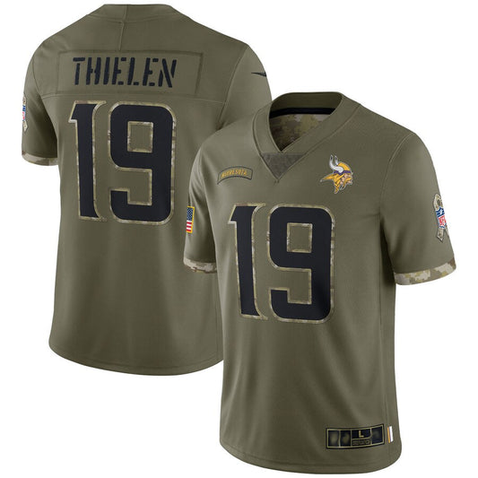 MN.Vikings #19 Adam Thielen Player Salute To Service Limited Olive Football Jerseys