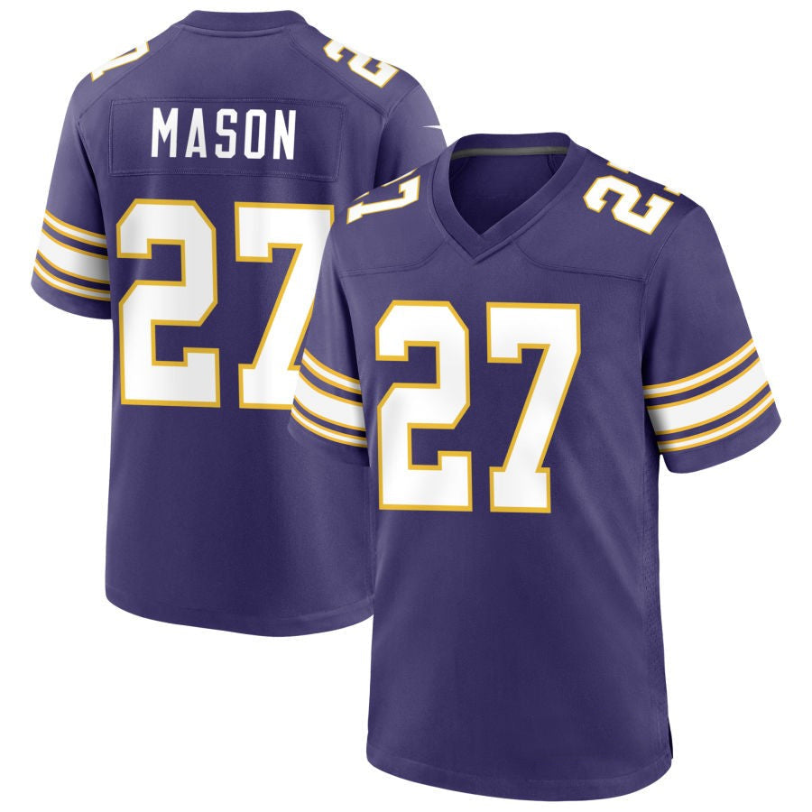 MN.Vikings #27 Jordan Mason Player Purple Classic Game Football Jerseys