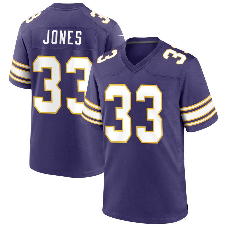 MN.Vikings #33 Aaron Jones Player Purple Classic Game Football Jerseys