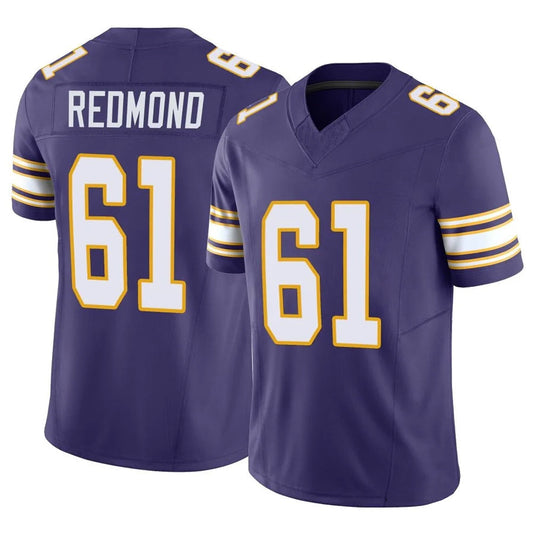 MN.Vikings #61 Jalen Redmond Player Purple Classic Vapor F.U.S.E. Limited Football Jerseys