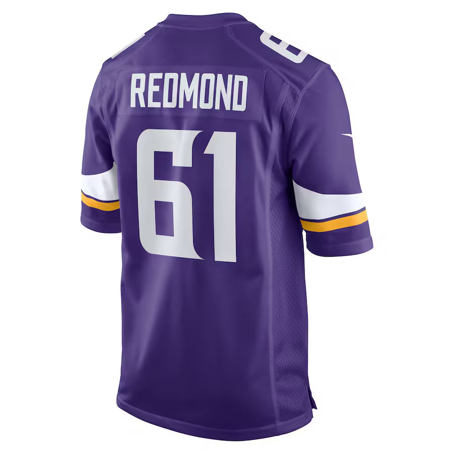 MN.Vikings #61 Jalen Redmond Player Purple Home Game Football Jerseys