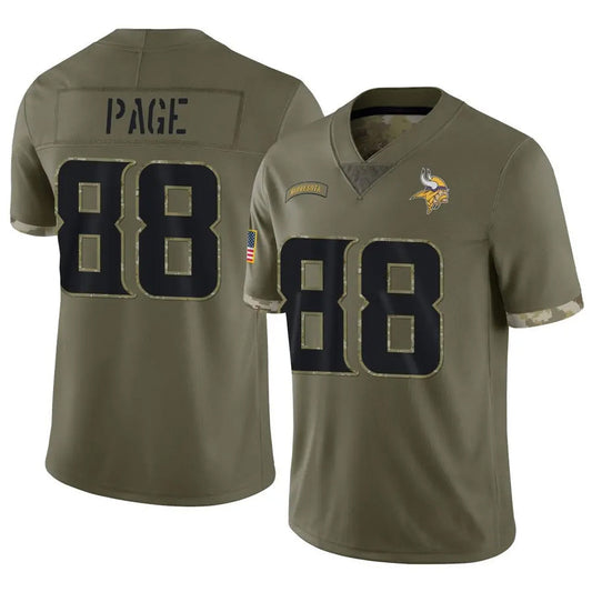 MN.Vikings #88 Alan Page Player Salute To Service Limited Olive Football Jerseys