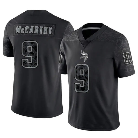 MN.Vikings #9 J.J. McCarthy Player Black REFLECTIVE Limited Football Jerseys