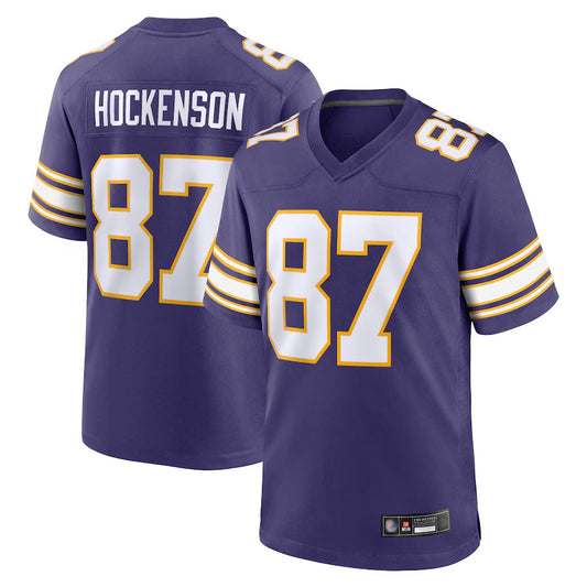 MN.Vikings Secondary Alternate Game Football Jerseys - Purple - #87 T.J. Hockenson Player