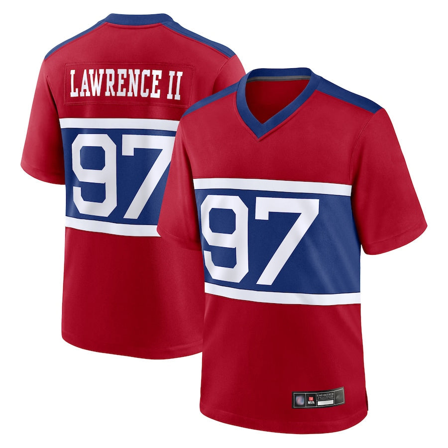 NY.Giants Secondary Throwback Alternate Football Jerseys - Red - #97 Dexter Lawrence II Player