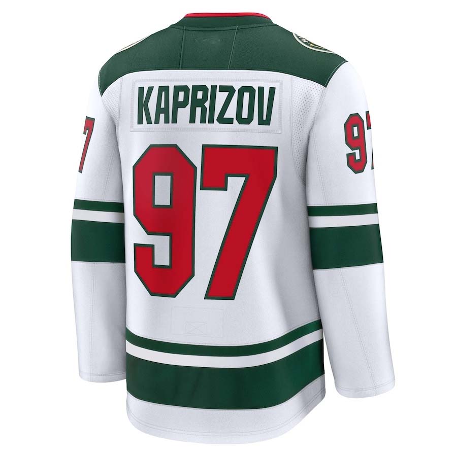 M.Wild #97 Kirill Kaprizov Player Fanatics Premium Jersey - White Stitched American Hockey Jerseys