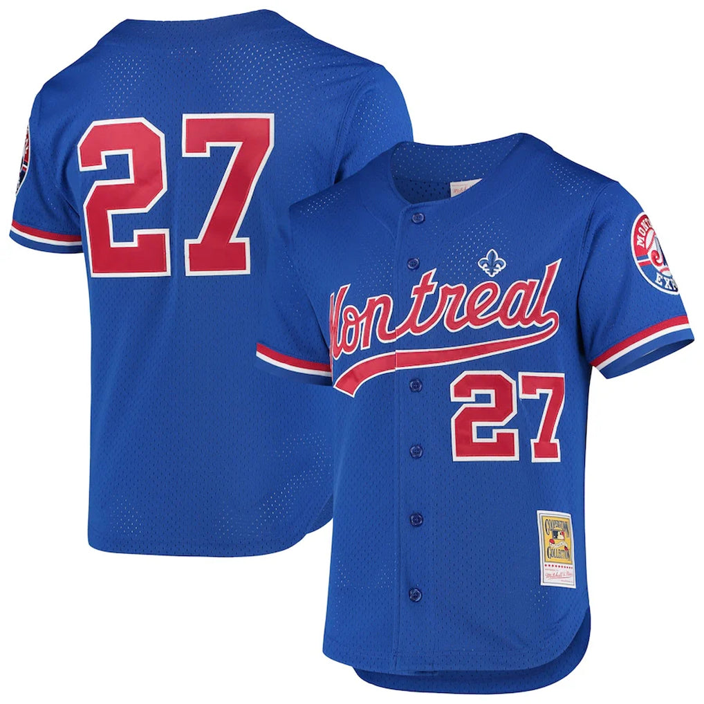 Montreal Expos #27 Vladimir Guerrero Player Mitchell & Ness Blue Cooperstow Baseball Jerseys