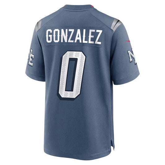NE.Patriots #0 Christian Gonzalez Player Storm Blue Rivalries Collection Game Foothball Jerseys