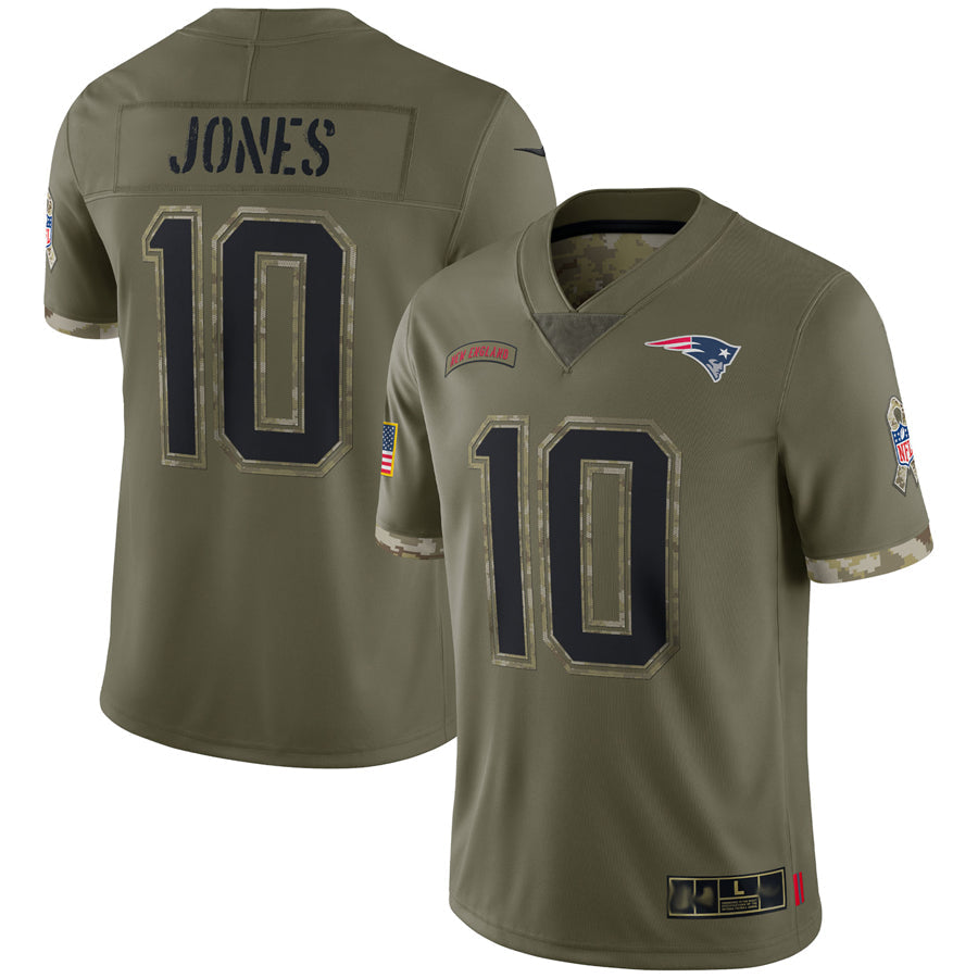 NE.Patriots #10 Drake Maye Player Salute To Service Olive Football Jerseys