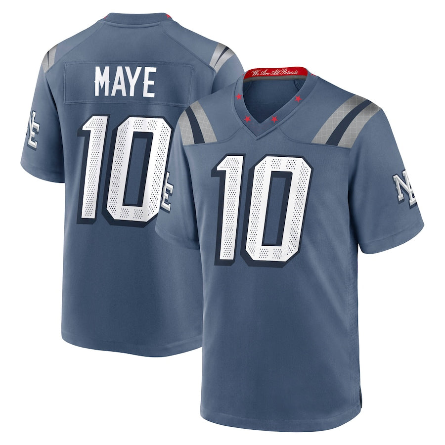 NE.Patriots #10 Drake Maye Player Storm Blue Rivalries Collection Game Foothball Jerseys