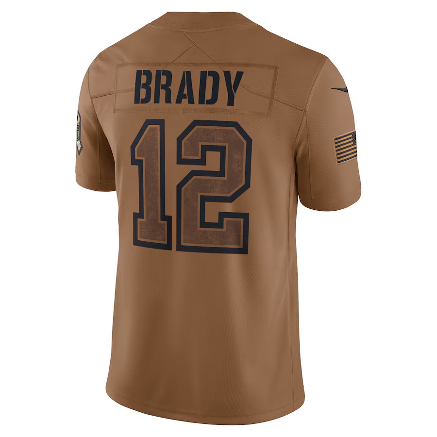 NE.Patriots #12 Tom Brady Player Brown Salute To Service Limited Foothball Jerseys