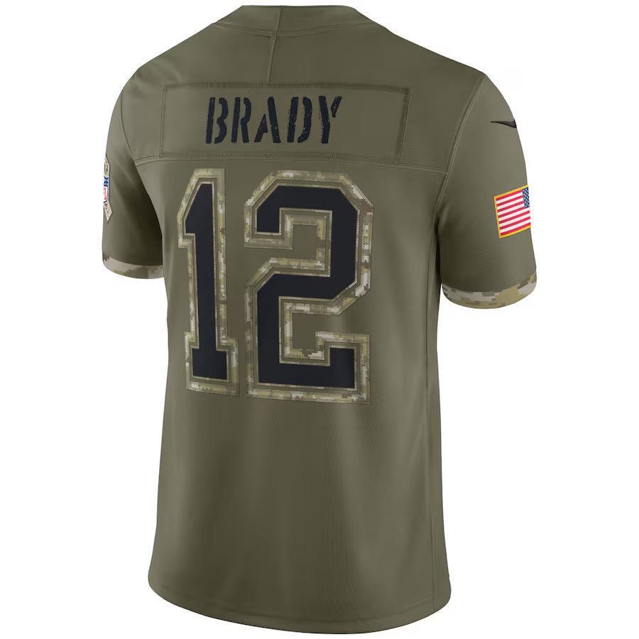 NE.Patriots #12 Tom Brady Player Olive Salute To Service Limited Foothball Jerseys