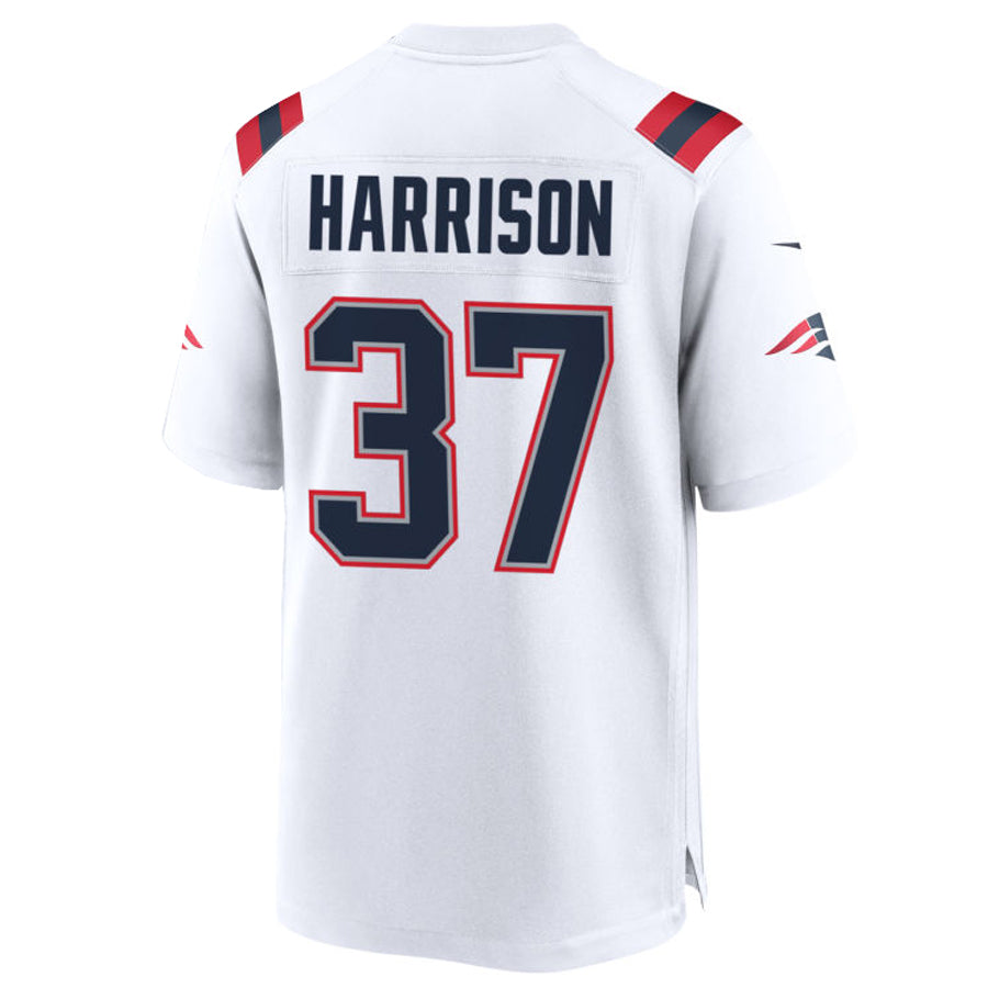 NE.Patriots #37 Rodney Harrison Player White Home Game Football Jerseys