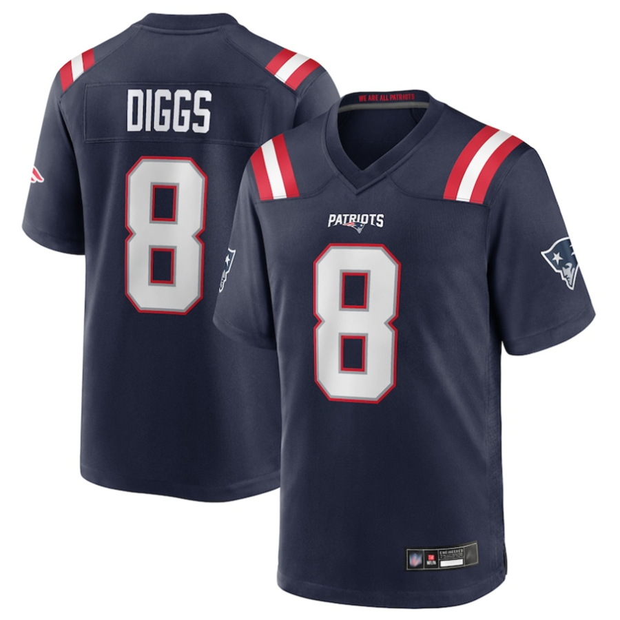 NE.Patriots #8 Stefon Diggs Player Navy Replica Game Baseball Jerseys