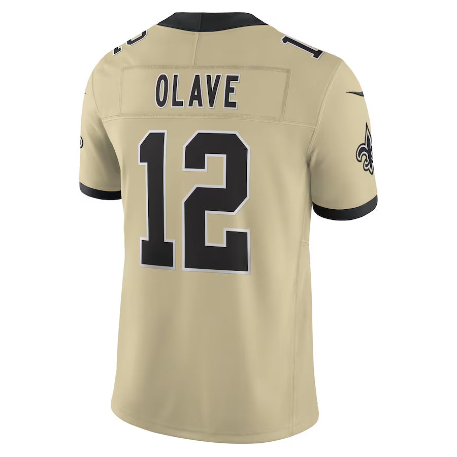 NO.Saints #12 Chris Olave Player Gold Alternate Vapor F.U.S.E. Limited Football Jerseys