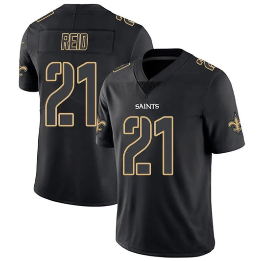 NO.Saints #21 Justin Reid Player Carbon Limited Black Impact Football Jerseys