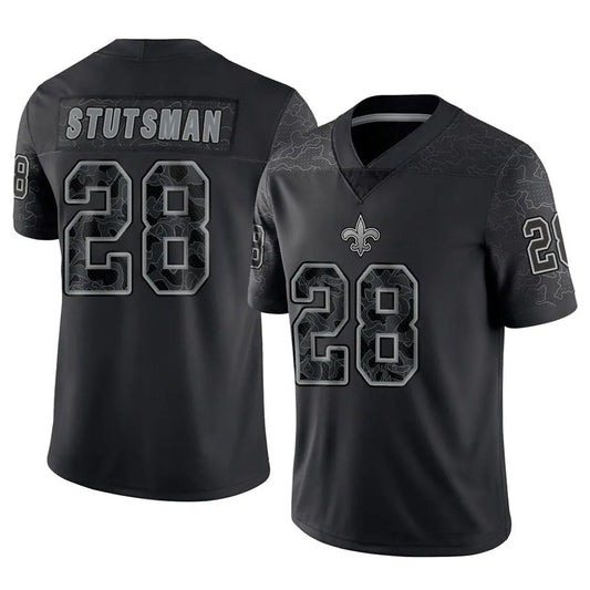 NO.Saints #28 Danny Stutsman Player Black RFLCTV Limited Football Jerseys