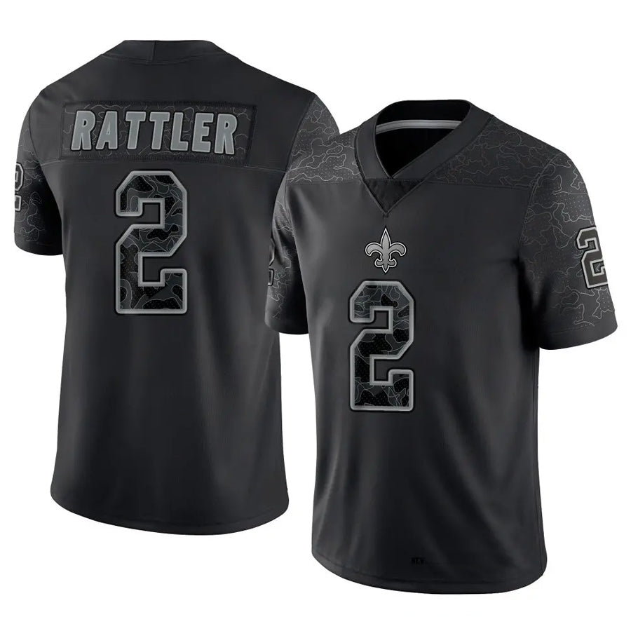 NO.Saints #2 Spencer Rattler Player Black RFLCTV Limited Football Jerseys