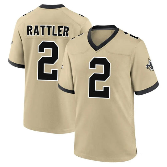 NO.Saints #2 Spencer Rattler Player Gold Alternate Vapor F.U.S.E.  Limited Football Jerseys
