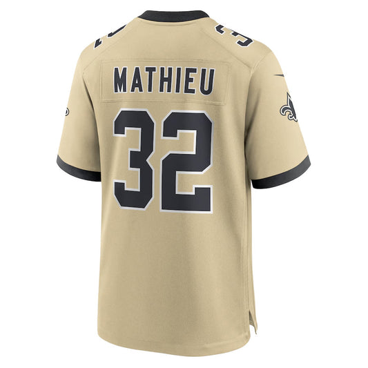 NO.Saints #32 Tyrann Mathieu Player Gold Alternate Game Football Jerseys
