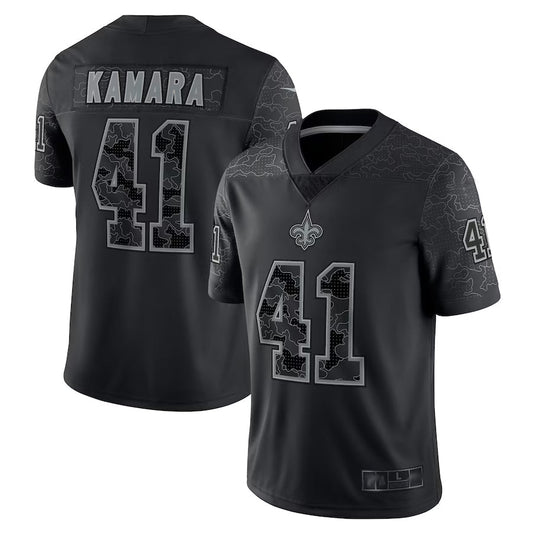 NO.Saints #41 Alvin Kamara Player Black RFLCTV Limited Football Jerseys