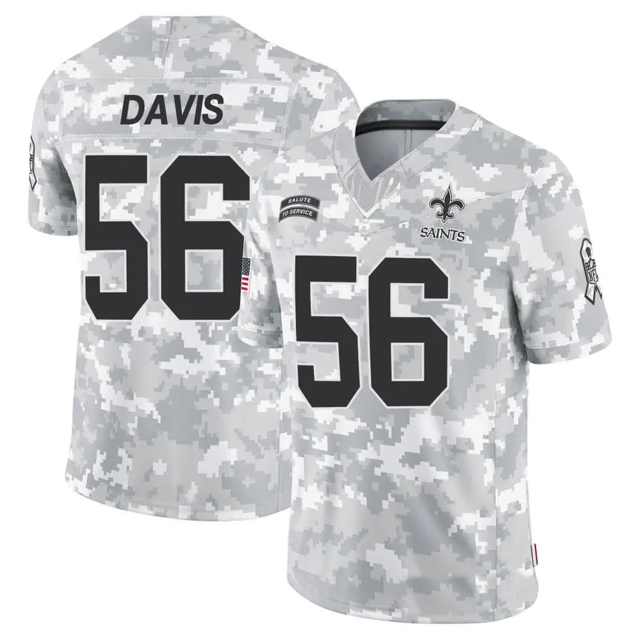 NO.Saints #56 Demario Davis Player Arctic Camo Salute to Service Limited Football Jerseys