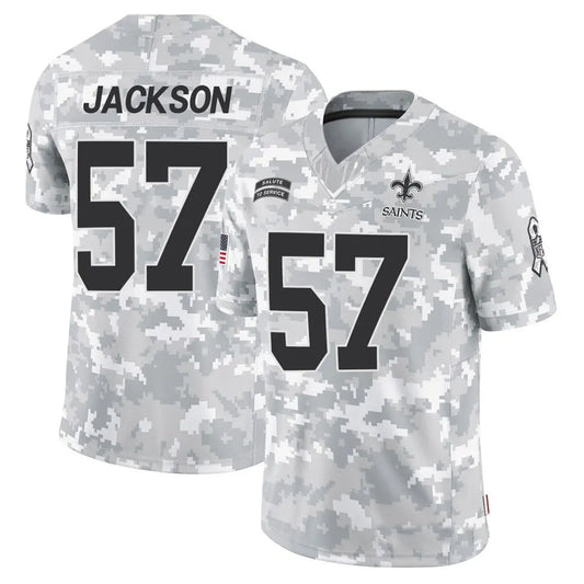 NO.Saints #57 Rickey Jackson Player Arctic Camo Salute to Service Limited Football Jerseys