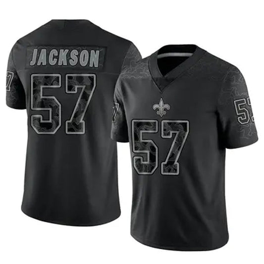 NO.Saints #57 Rickey Jackson Player Black RFLCTV Limited Football Jerseys