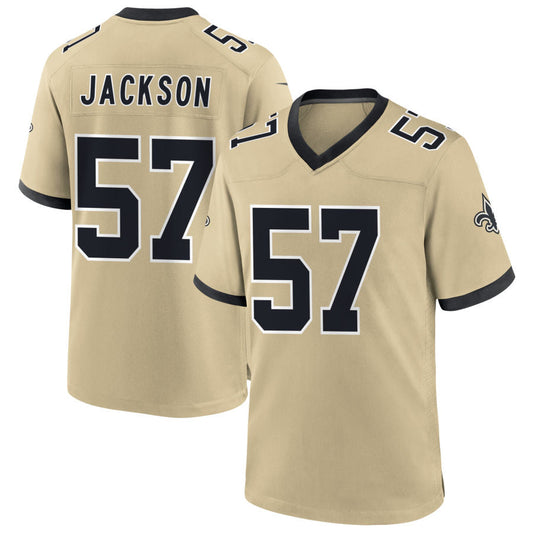 NO.Saints #57 Rickey Jackson Player Gold Alternate Game Football Jerseys