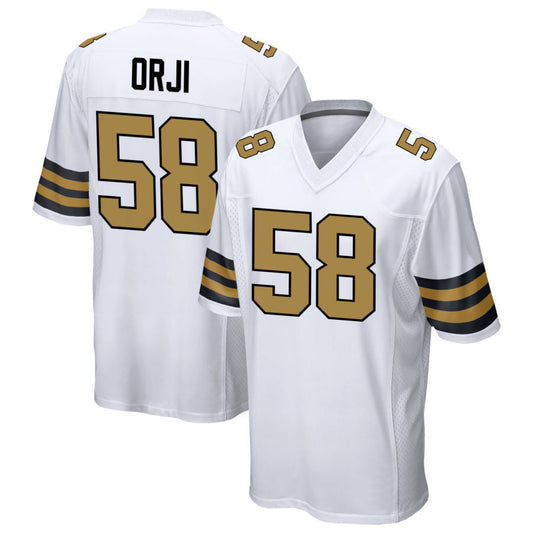 NO.Saints #58 Anfernee Orji Player White Alternate Game Football Jerseys