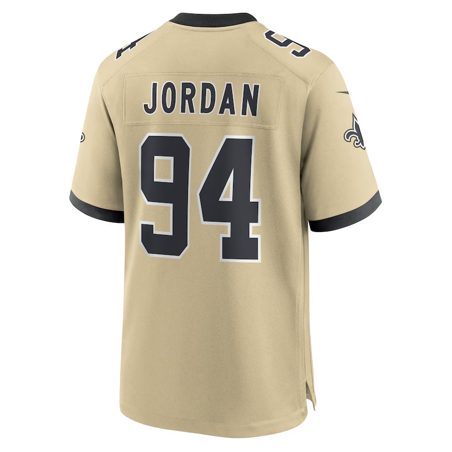 NO.Saints #94 Cameron Jordan Player Gold Alternate Game Football Jerseys