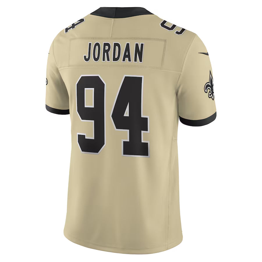 NO.Saints #94 Cameron Jordan Player Gold Alternate Vapor F.U.S.E. Limited Football Jerseys
