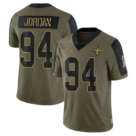NO.Saints #94 Cameron Jordan Player Salute To Service Olive Football Jerseys